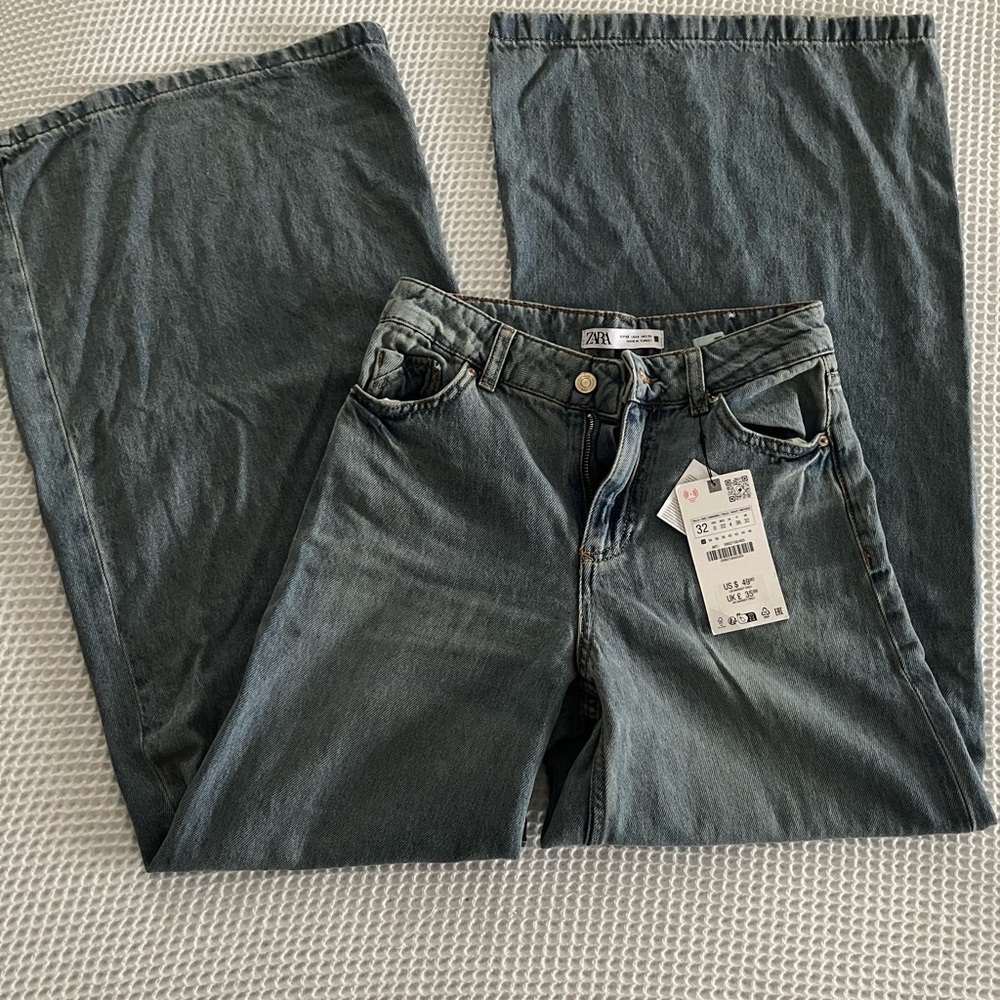 Zara Light Blue Denim Flared Leg